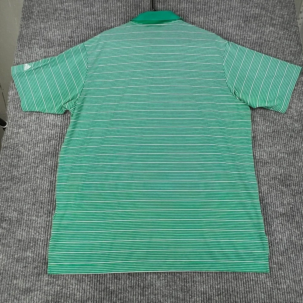 Adidas Polo Shirt Mens XL Extra Large Green Striped Short Sleeve Golf Outdoor